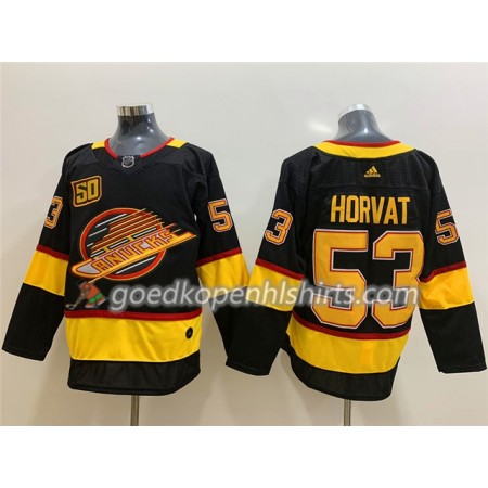 Vancouver Canucks Bo Horvat 53 Flying Skate 50th Anniversary Adidas 2019-2020 Zwart Authentic Shirt - Mannen